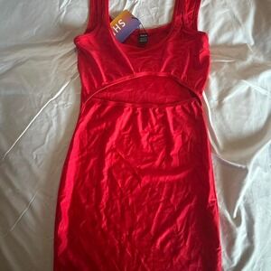 red cutout body con dress
